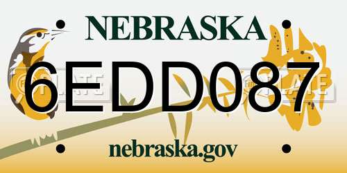 6EDD087 Nebraska License Plate