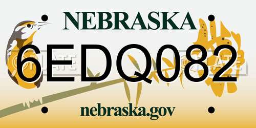 6EDQ082 Nebraska License Plate