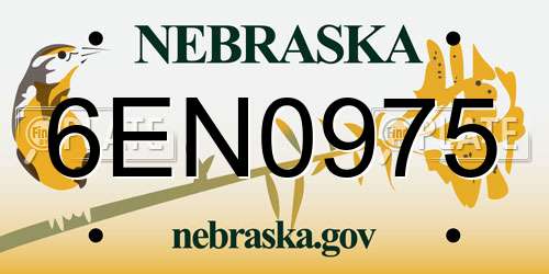 6EN0975 Nebraska License Plate
