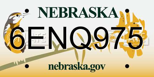 6ENQ975 Nebraska License Plate