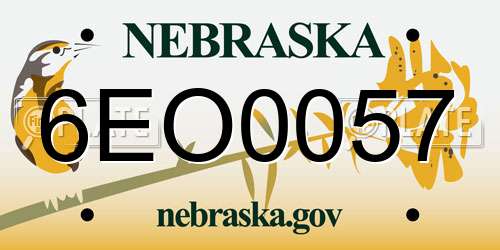 6EO0057 Nebraska License Plate
