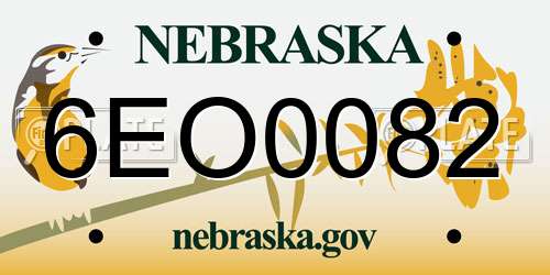 6EO0082 Nebraska License Plate