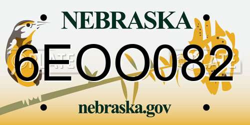 6EOO082 Nebraska License Plate