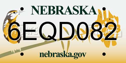 6EQD082 Nebraska License Plate