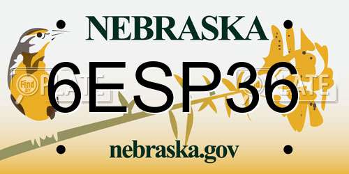 6ESP36 Nebraska License Plate