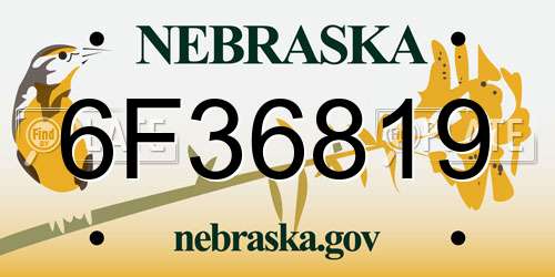 6F36819 Nebraska License Plate