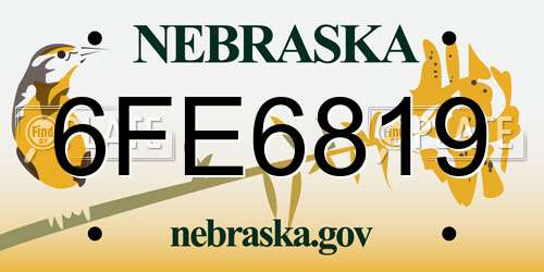6FE6819 Nebraska License Plate