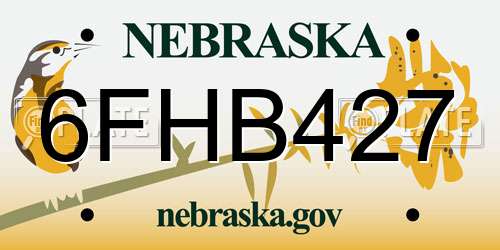 6FHB427 Nebraska License Plate