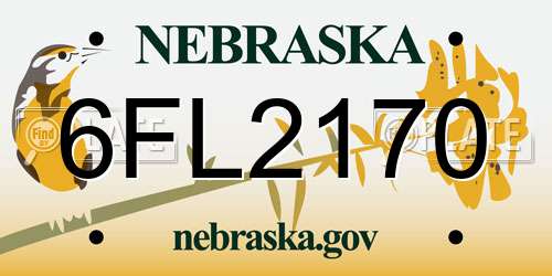 6FL2170 Nebraska License Plate