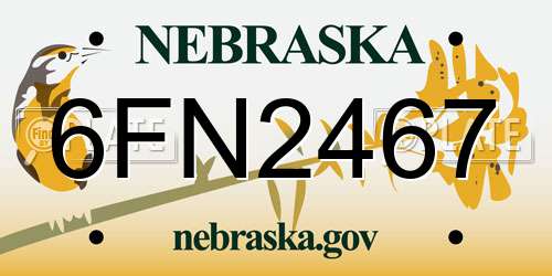 6FN2467 Nebraska License Plate