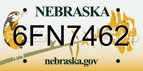 6FN7462 Nebraska License Plate