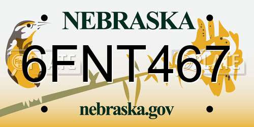 6FNT467 Nebraska License Plate