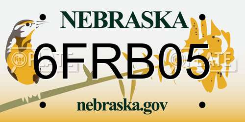 6FRB05 Nebraska License Plate