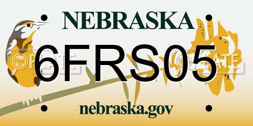 6FRS05 Nebraska License Plate
