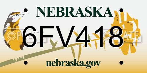 6FV418 Nebraska License Plate