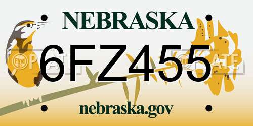 6FZ455 Nebraska License Plate