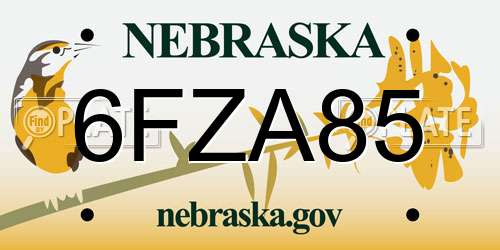 6FZA85 Nebraska License Plate