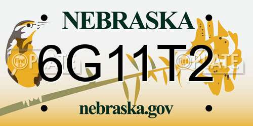 6G11T2 Nebraska License Plate