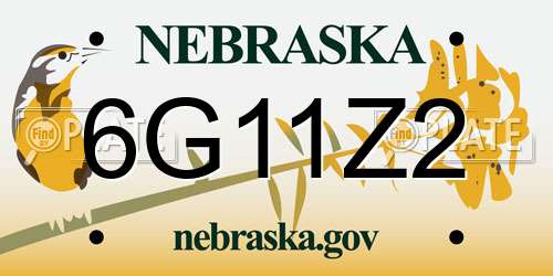 6G11Z2 Nebraska License Plate