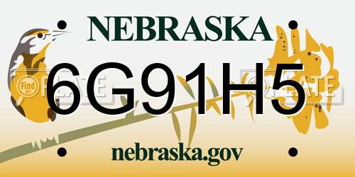 6G91H5 Nebraska License Plate