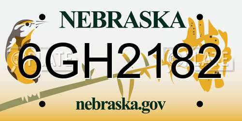 6GH2182 Nebraska License Plate