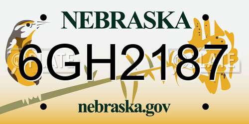 6GH2187 Nebraska License Plate