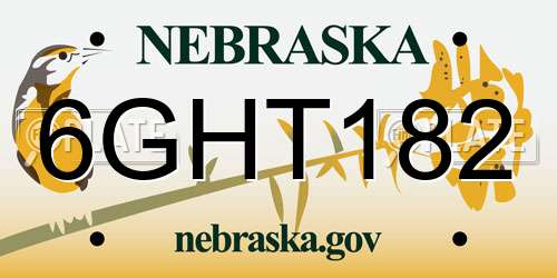 6GHT182 Nebraska License Plate