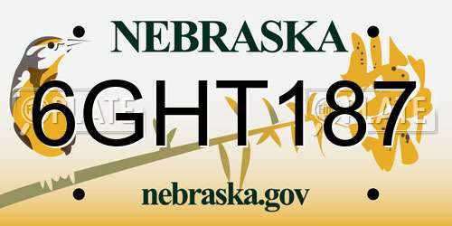 6GHT187 Nebraska License Plate