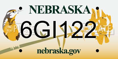 6GI122 Nebraska License Plate