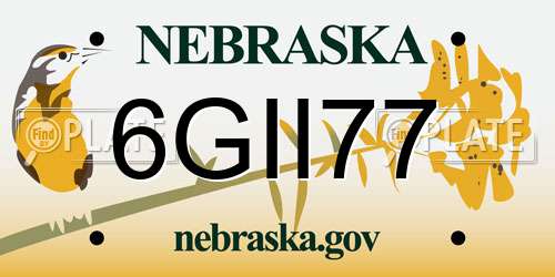 6GII77 Nebraska License Plate