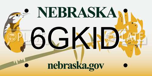 6GKID Nebraska License Plate