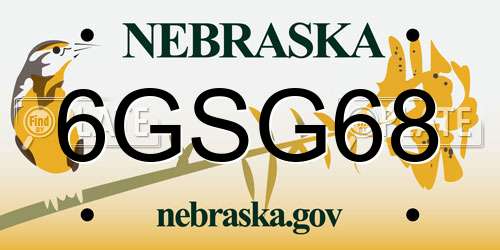 6GSG68 Nebraska License Plate