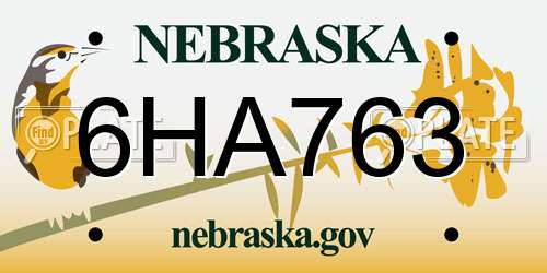 6HA763 Nebraska License Plate