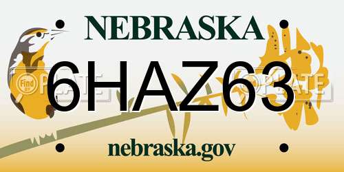 6HAZ63 Nebraska License Plate