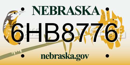 6HB8776 Nebraska License Plate