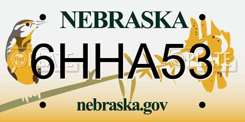 6HHA53 Nebraska License Plate