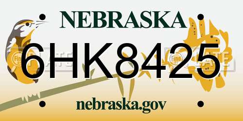 6HK8425 Nebraska License Plate
