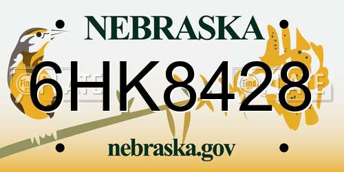 6HK8428 Nebraska License Plate