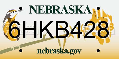 6HKB428 Nebraska License Plate