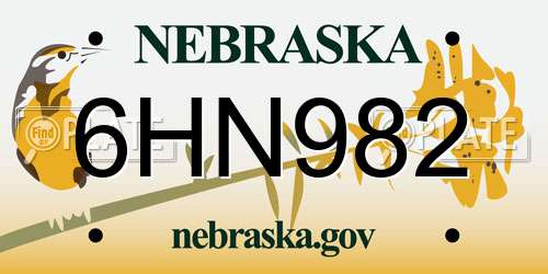 6HN982 Nebraska License Plate
