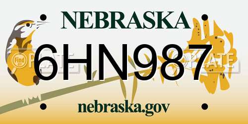 6HN987 Nebraska License Plate