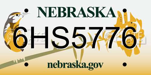 6HS5776 Nebraska License Plate
