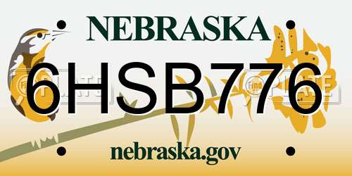 6HSB776 Nebraska License Plate