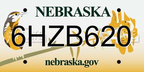 6HZB620 Nebraska License Plate