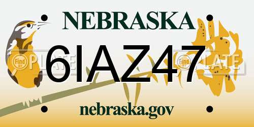 6IAZ47 Nebraska License Plate