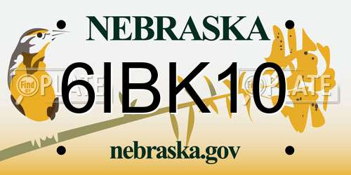 6IBK10 Nebraska License Plate