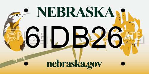 6IDB26 Nebraska License Plate