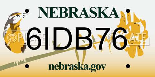 6IDB76 Nebraska License Plate
