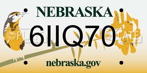 6IIQ70 Nebraska License Plate