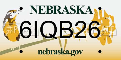 6IQB26 Nebraska License Plate
